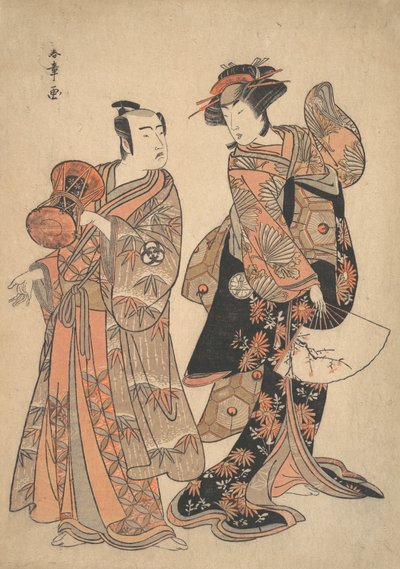 El tercer Segawa Kikunojo como Ochiyo y Bando Mitsugoro como Hanbei, quinto mes, 1781 de Shunsho