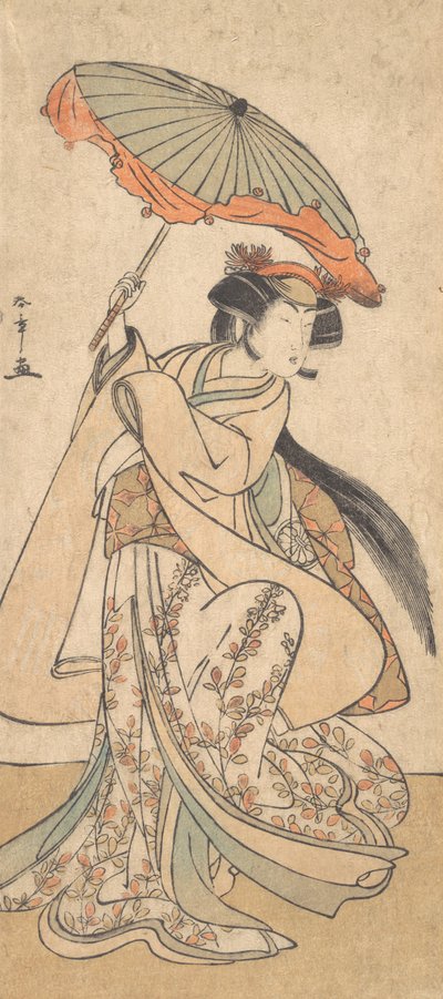 El tercer Segawa Kikunojo como una mujer bailando en un acto de Shosa, ca. 1785 de Shunsho