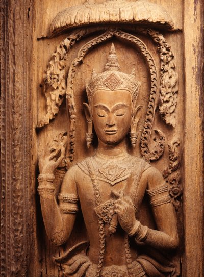 Puerta con imagen de un ángel guardián, del período Ayutthaya de Siamese School