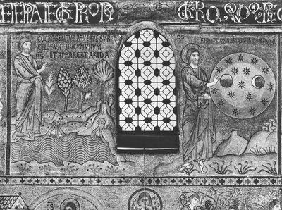 Creación del agua y las estrellas (mosaico) de Sicilian School