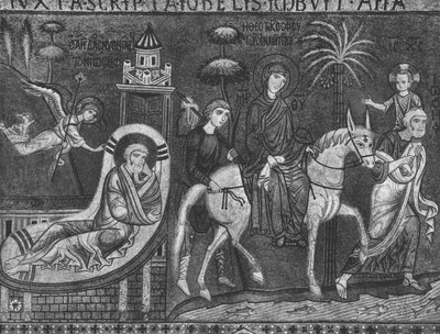 Sueño de José y huida a Egipto (mosaico) de Sicilian School