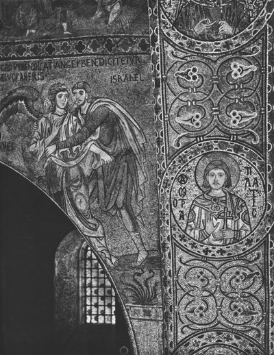 Jacob luchando con el ángel (mosaico) de Sicilian School