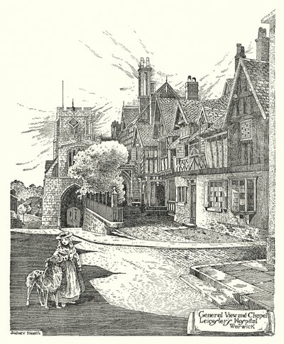 Vista General y Capilla, Hospital de Leicester, Warwick de Sidney Heath
