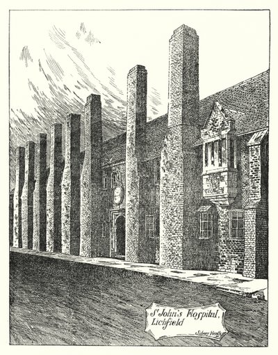 Hospital de San Juan, Lichfield (grabado) de Sidney Heath