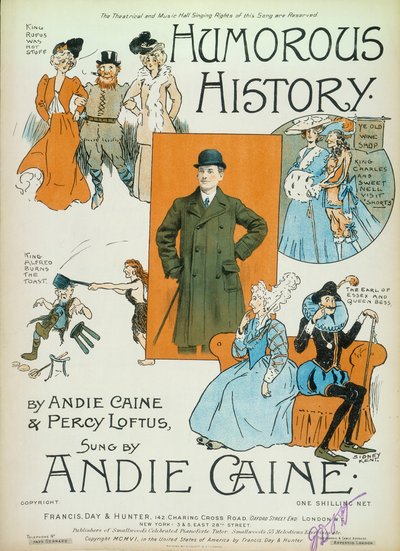 Historia Humorística, caricaturas en la portada del libro de partituras de Sidney Kent