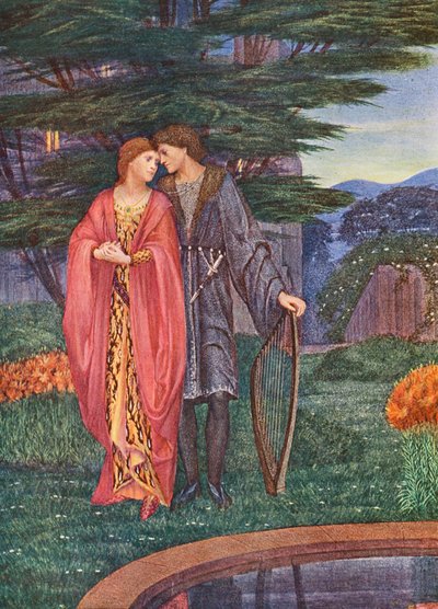 La Leyenda Dorada: Irmingard y Walter (litografía en color) de Sidney Meteyard