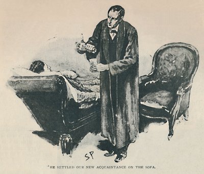 Instaló a Nuestro Nuevo Conocido en el Sofá, 1892 de Sidney Paget