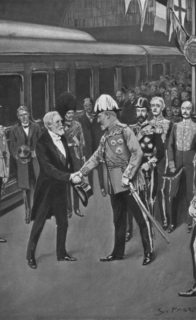 El rey Eduardo da la bienvenida al presidente Loubet, 6 de julio de 1903 de Sidney Paget