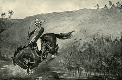 Escapada estrecha del Teniente Roberts mientras es perseguido por nativos cerca de Lucknow, 1901 de Sidney Paget