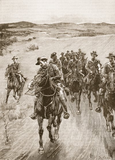 En la pista de Lobengula, 1893, ilustración de 