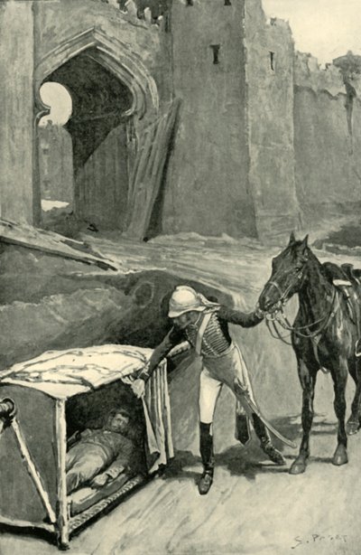 Roberts encuentra a Nicholson mortalmente herido bajo las murallas de Delhi, 1901 de Sidney Paget