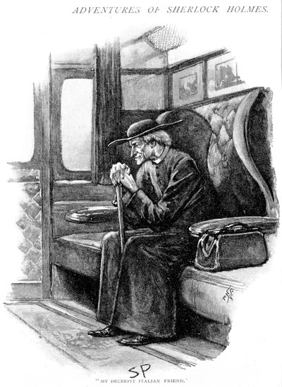 Escena de La aventura del problema final de Arthur Conan Doyle de Sidney Paget