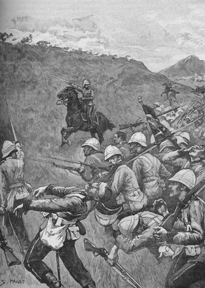 Los hombres lucharon a través del granizo de fuego, 1902 de Sidney Paget