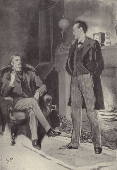 Entonces se paró junto al fuego: escena del misterio de Sherlock Holmes Un escándalo en Bohemia, de Arthur Conan Doyle de Sidney Paget