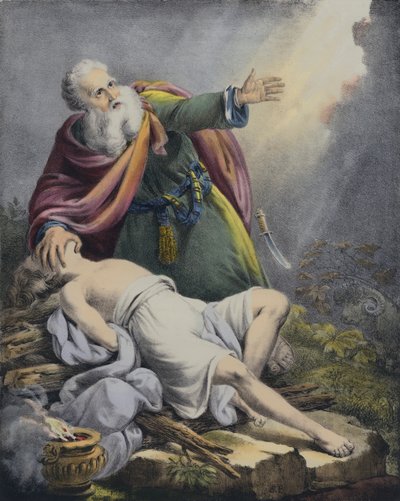 Abraham ofreciendo a su hijo Isaac (grabado en color) de Siegfried Detler Bendixen