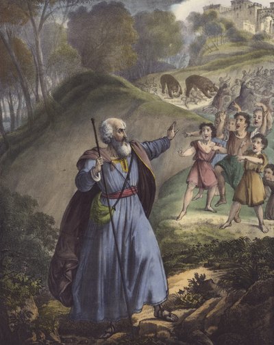 Niños pequeños burlándose de Eliseo de Siegfried Detler Bendixen