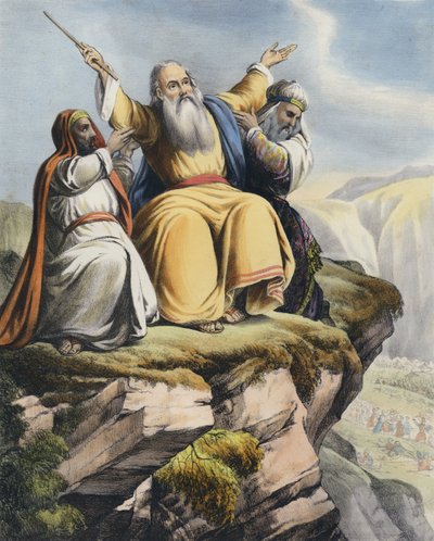 Moisés orando por el éxito de Israel contra los amalecitas de Siegfried Detler Bendixen