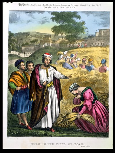 Rut en el Campo de Booz, de una biblia impresa por Edward Gover, 1870