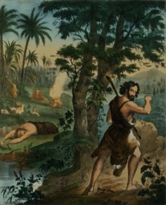 El asesinato de Abel, de una biblia impresa por Edward Gover de Siegfried Detler Bendixen