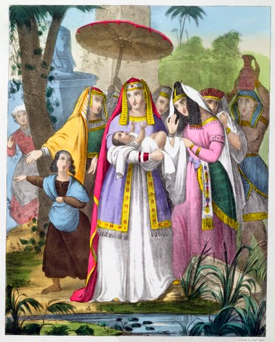 Moisés salvado por la hija del faraón, 1870s de Siegfried Detlev Bendixen