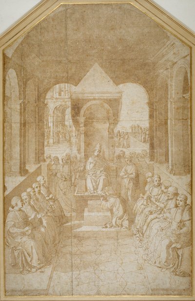 Eneas Piccolomini besando la zapatilla del Papa Eugenio, después de Pinturicchio de Sienese School