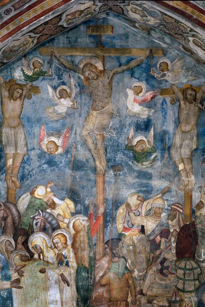 Crucifixión de Cristo "INRI" (detalle) de Sienese School