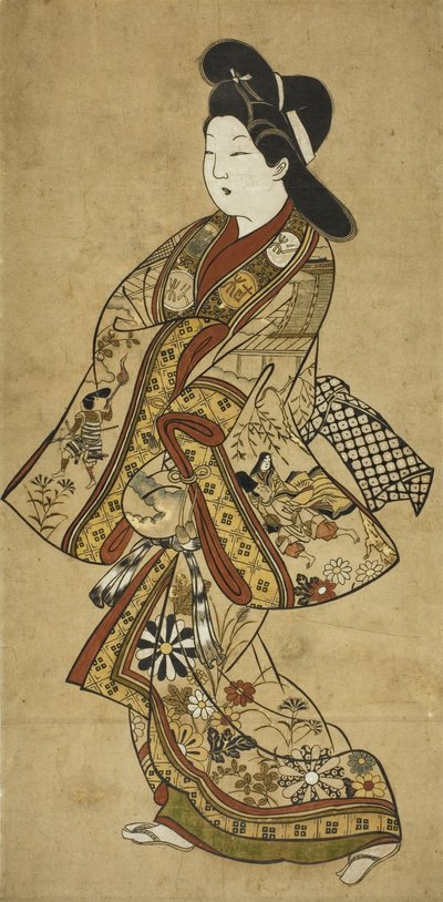 Una belleza caminando, siglo XVII de Sigimura Jihei