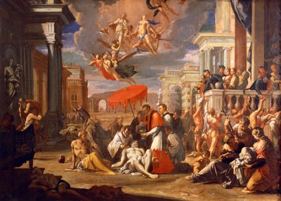 San Carlos Borromeo administrando la Sagrada Comunión a las víctimas de la peste en 1576, por Sigismund Caula de Sigismondo Caula
