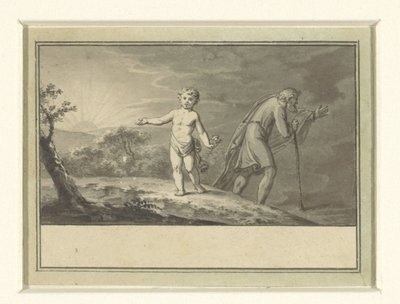 El año nuevo y el año viejo: un niño y una barba gris en un paisaje de Sigmund Ferdinand Ritter von Perger