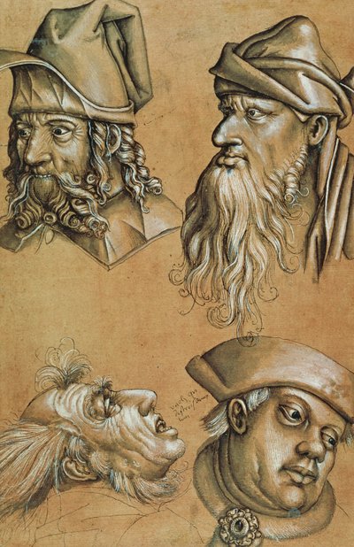 Estudios de Cuatro Cabezas para una Serie de Pasión de Sigmund Holbein