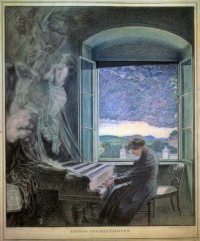 Alegoría de Beethoven como genio musical de Sigmund Walter Hampel