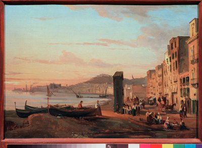 Muelle en Nápoles (Italia). Pintura de Sylvester Feodosiyevich Shchedrin (Sylvester Shchedrin) (1791-1830), óleo sobre lienzo de Silvestr Fedosievich Shchedrin