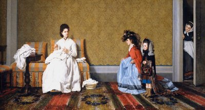 Chicas atendiendo a damas, por Silvestro Lega (1826-1895) de Silvestro Lega