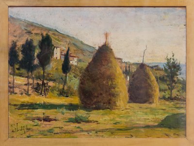 Pajares al sol, c.1890 (óleo sobre tabla) de Silvestro Lega