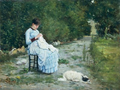En el jardín, por Silvestro Lega (1826-1895) de Silvestro Lega