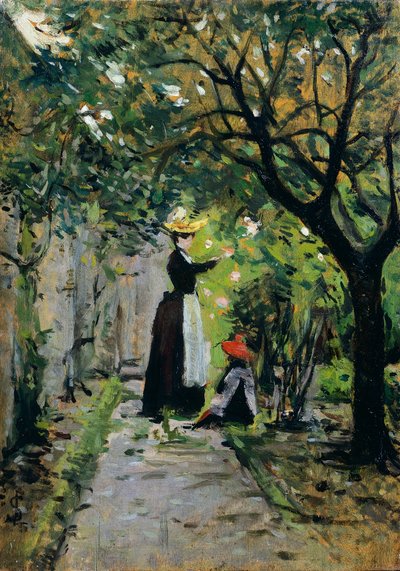 En el jardín de rosas, por Silvestro Lega (1826-1895) de Silvestro Lega