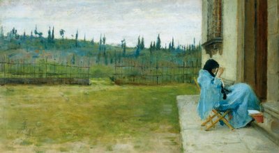 Dama trabajando, por Silvestro Lega (1826-1895) de Silvestro Lega