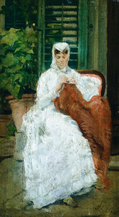 Dama cosiendo de Silvestro Lega