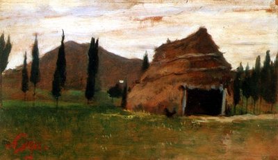 Paisaje con una Cabaña de Paja de Silvestro Lega