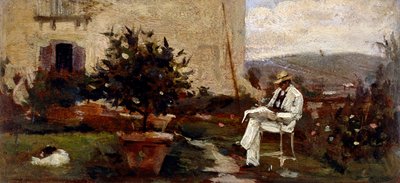 Luigi Tommasi en el jardín de Silvestro Lega