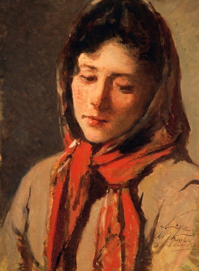 Campesina (Mujer villana), por Silvestro Lega (1826-1895) de Silvestro Lega