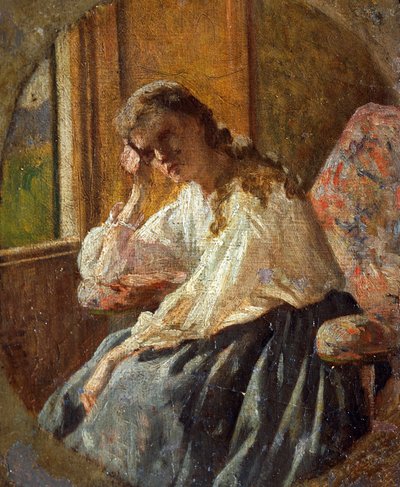 Estudio de figura femenina, por Silvestro Lega (1826-1895) (detalle de tríptico) de Silvestro Lega