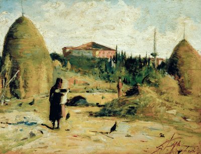 Villa Bandini al Gabbro, c.1889-90 (óleo sobre tabla) de Silvestro Lega
