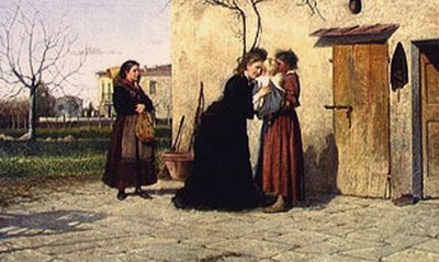 Visitando a la niña pequeña de Silvestro Lega