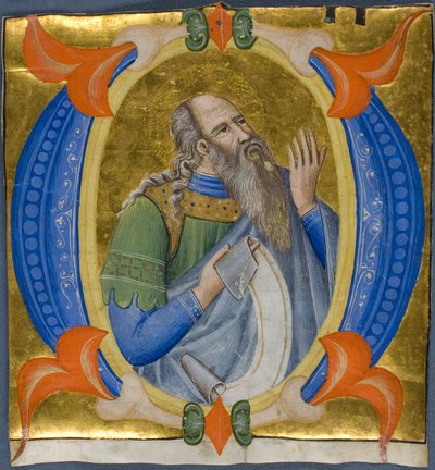 Profeta en una "O" inicial historiada de un Gradual de Silvestro dei Gherarducci