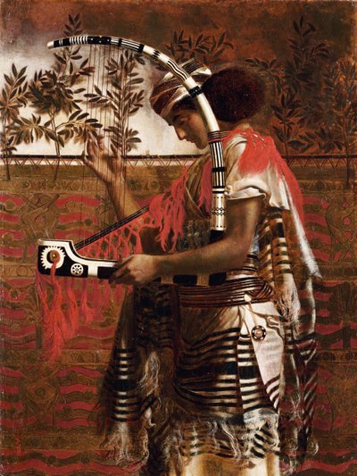Un joven músico empleado en el servicio del templo durante la Fiesta de los Tabernáculos, más tarde llamado Hosanna, 1862 de Simeon Solomon