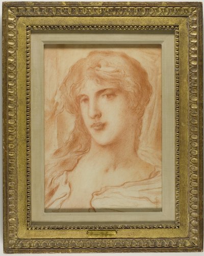 Cabeza, c.1880 (tiza roja sobre papel de estraza) de Simeon Solomon