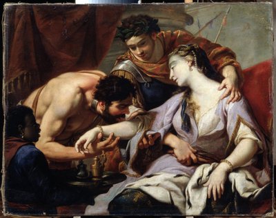 Reina y esclava. Pintura de la escuela de Simon Vouet (1590-1649). Óleo sobre lienzo de Simon (circle of) Vouet