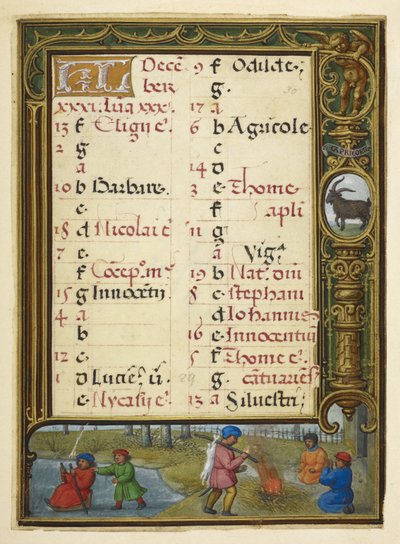 Página del calendario de diciembre, ilustración de 