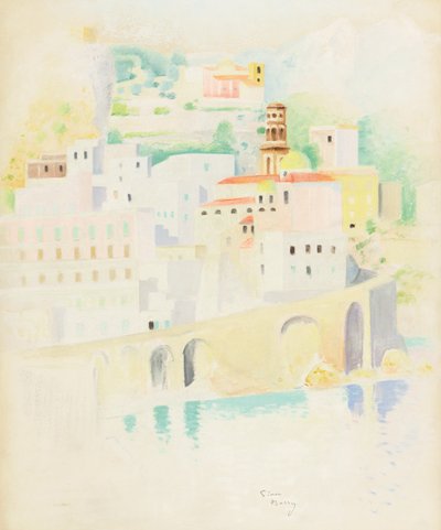 Atrani, Costa Amalfitana (pastel sobre papel) de Simon Albert Bussy